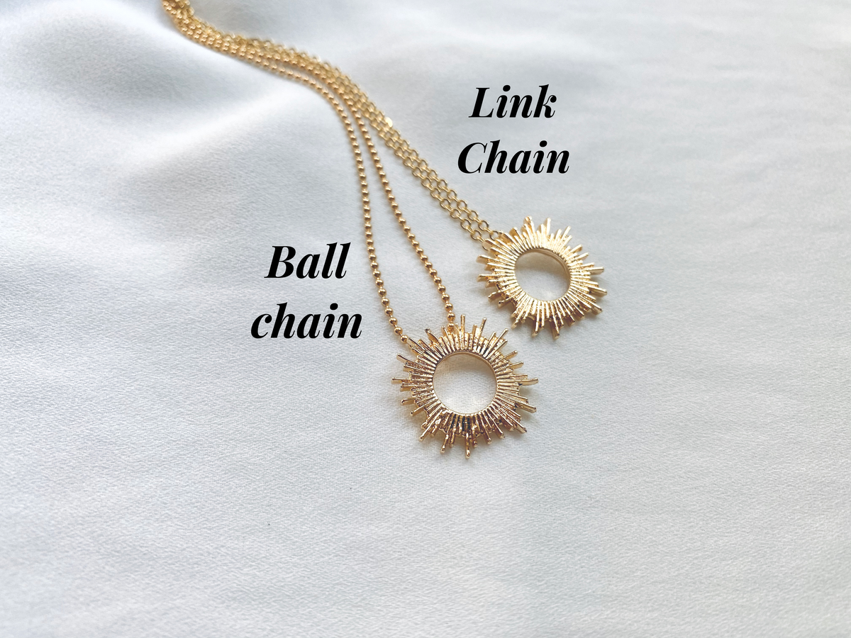 Gold Filled Sunburst Pendant Necklace - Sunshine Charm – The Cord Gallery