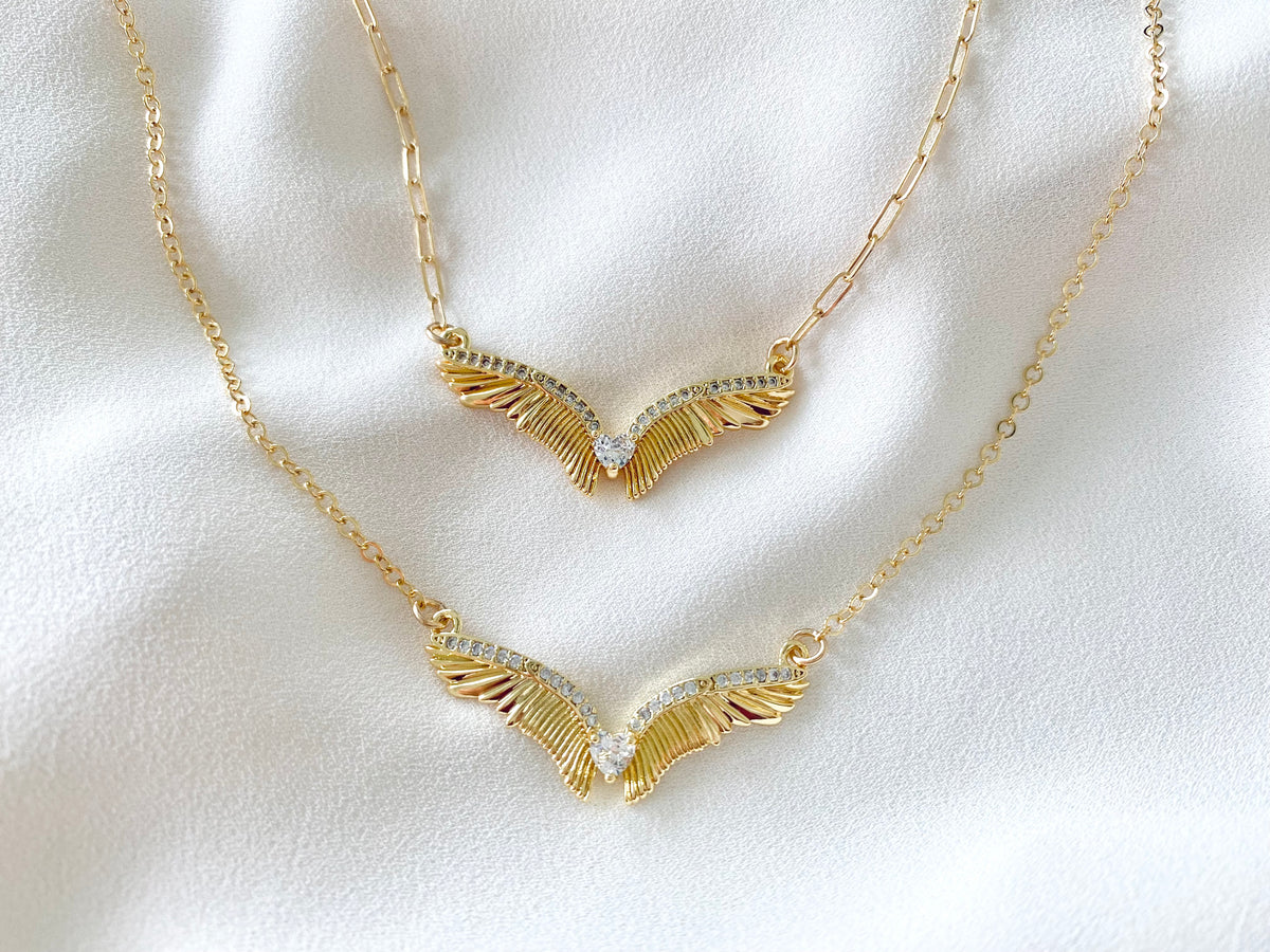 Gold Filled Angel Wings Necklace Pave Necklace The Cord Gallery