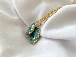 Zoisite Gemstone Pendant Necklace - Pronged Setting - Gold Filled Chain