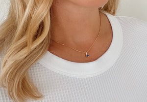 Ultra Dainty Sapphire Pendant Necklace - Gold Filled - September Birthstone Jewelry