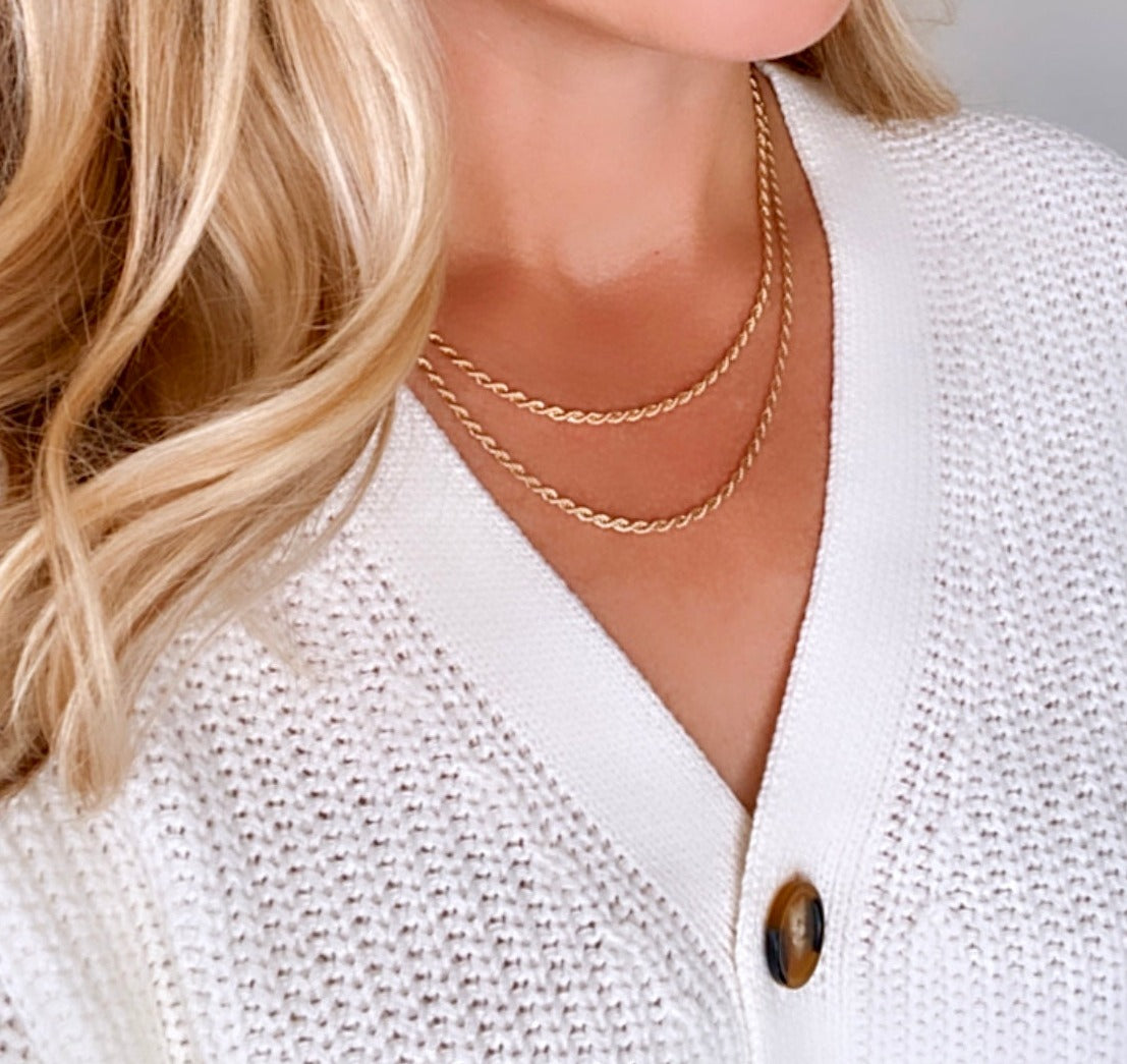 Rope Chain Necklace Chunky Necklace Statement Necklace Layering Necklace Twisted Necklace Everyday Necklace Gold Choker Necklace Mom Gift