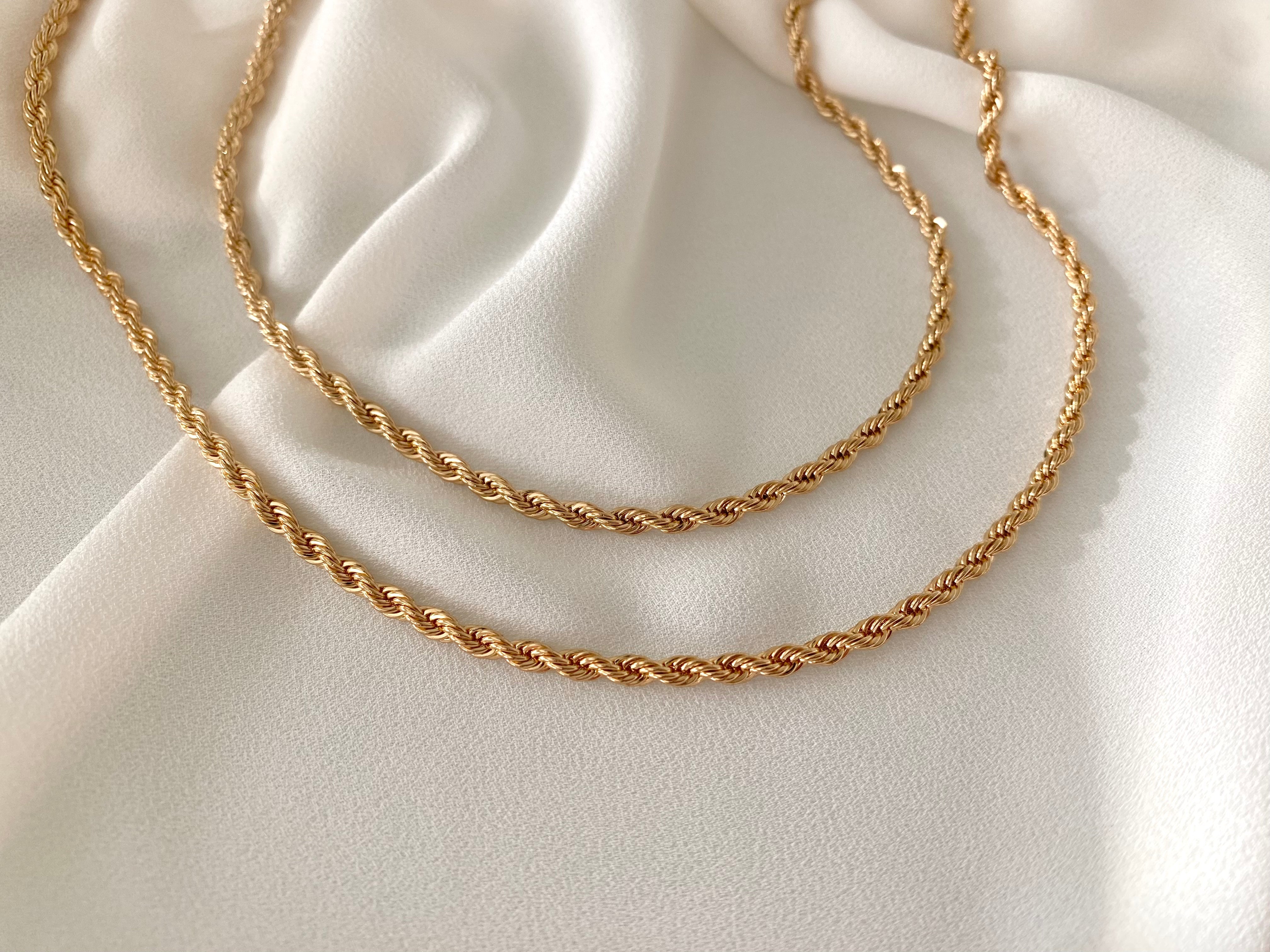 Gold Filled Rope Chain Necklace Thick Twist Chain Layering Chains for Women Minimalist Gold Necklace Christmas Gift Simple Everyday Chains