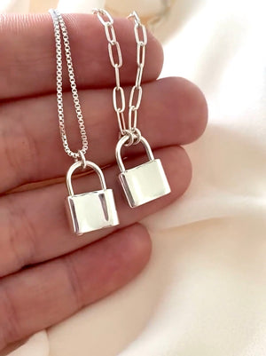 Genuine 925 Sterling Silver Mini Padlock Necklace