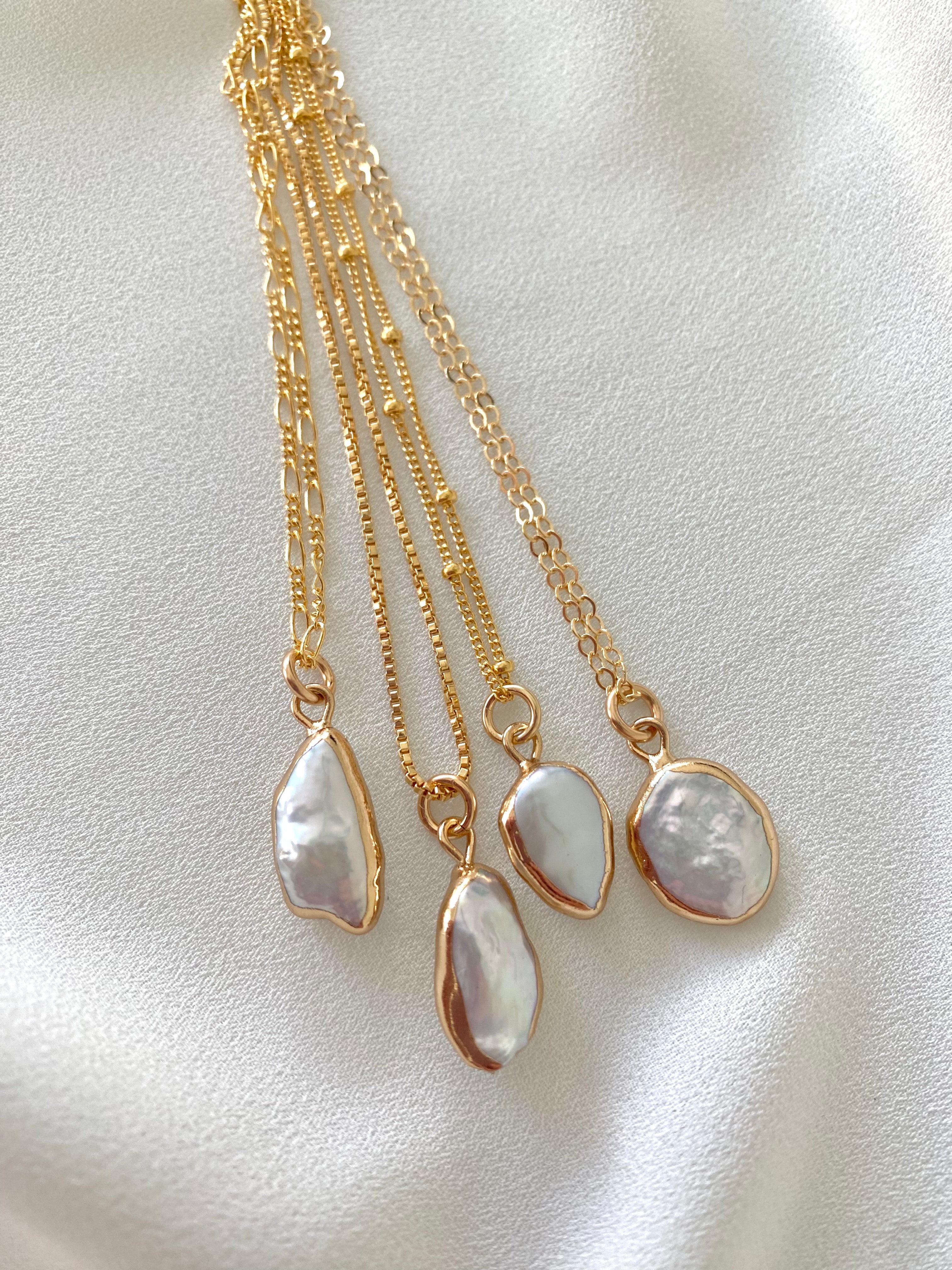 Dainty Keshi Pearl Pendant Necklace - Gold Filled Chain