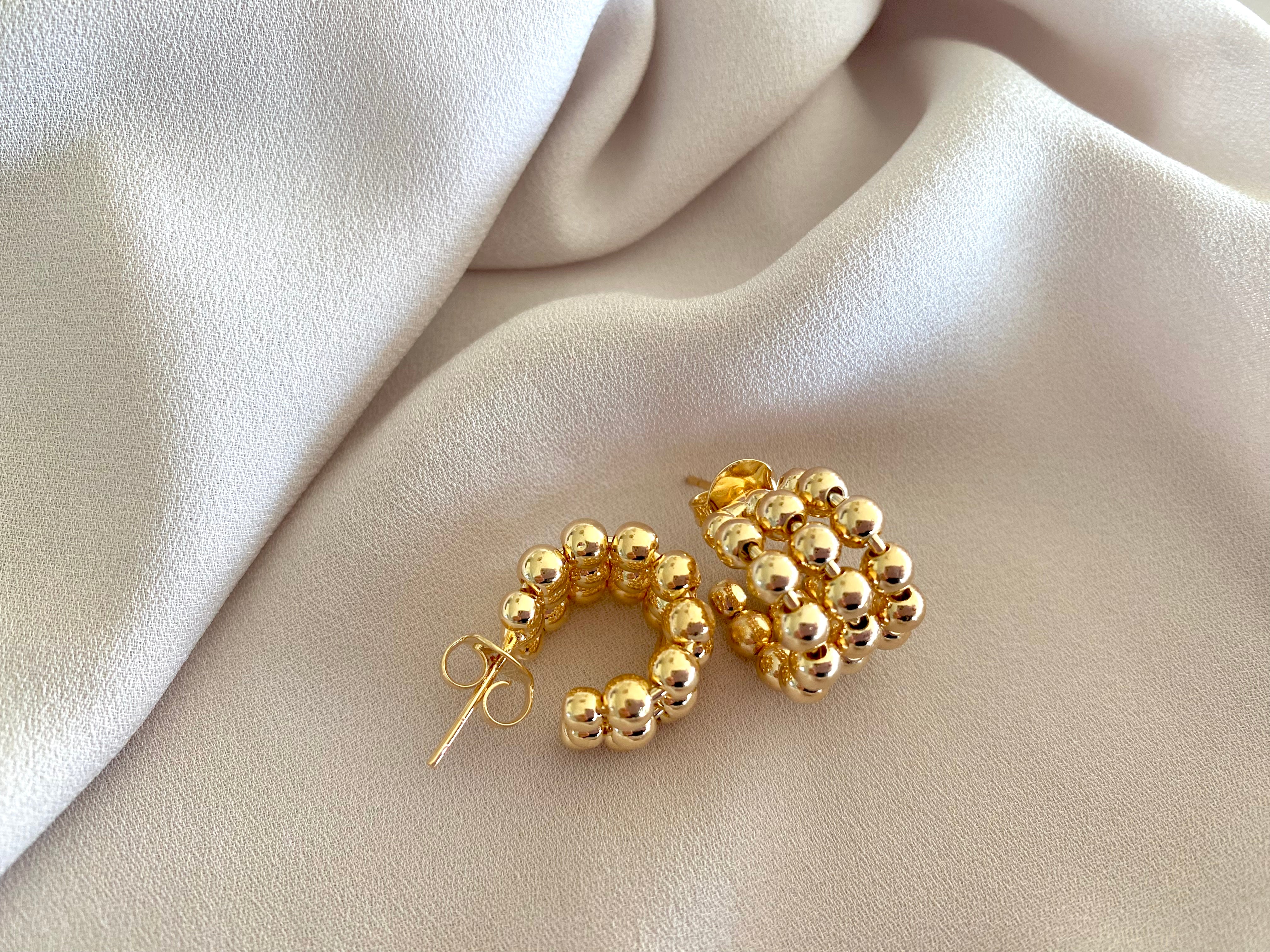 Beaded Hoop Earrings Gold Filled Hoops Chunky Hoop Earrings Christmas Gifts Simple Gold Earrings Unique Statement Jewelry Layered Rings Hoop