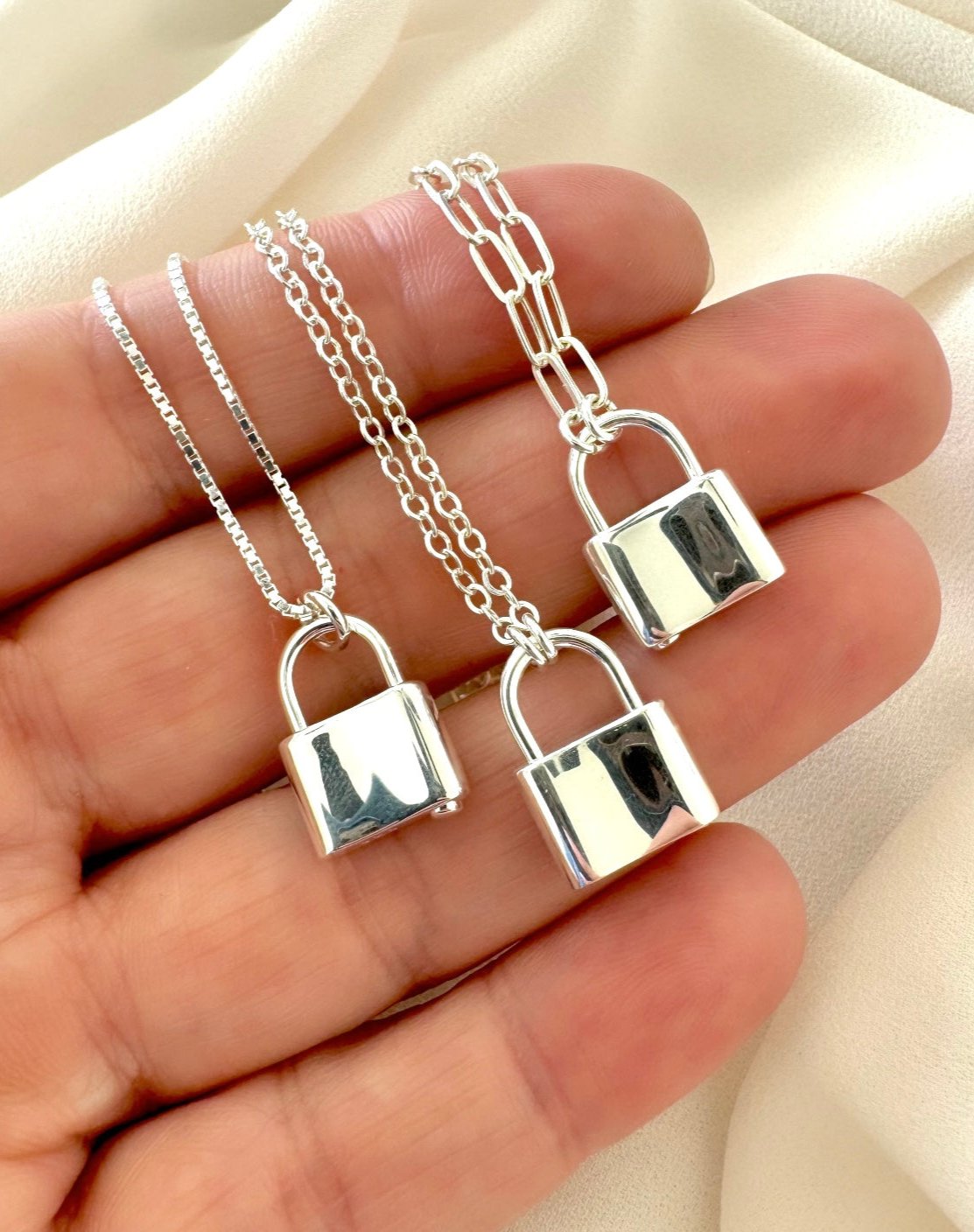 Genuine 925 Sterling Silver Mini Padlock Necklace