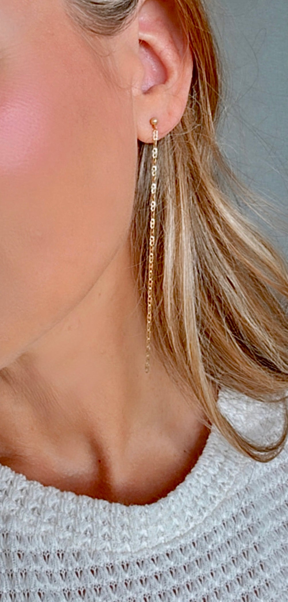Gold Filled Duster Earrings for Women - Dangly Chain Drop Posts - Waterfall Earrings -
