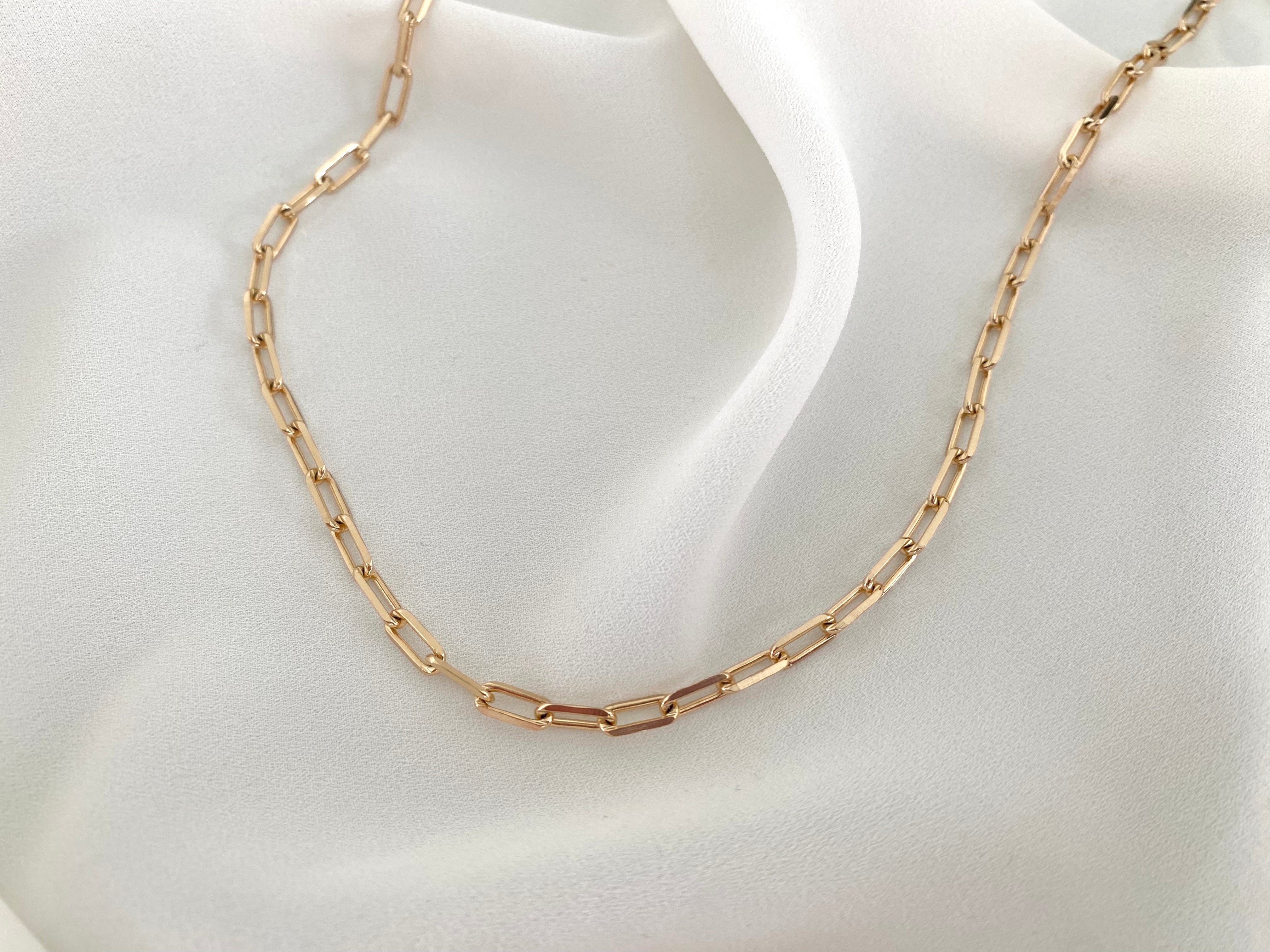 Gold Filled Paperclip Chain Necklace for Layering