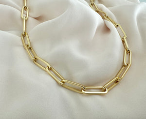 Gold Filled Big Link Paperclip Chain Necklace Large Link Layering Necklace