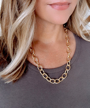 Gold Filled Chunky Oval Link Chain Necklace - Statement Necklace