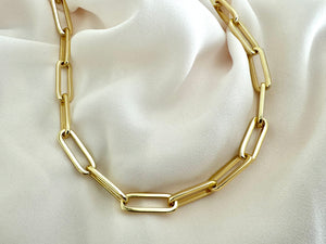 Gold Filled Big Link Paperclip Chain Necklace Large Link Layering Necklace