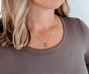 Dainty Labradorite Half Moon Pendant Necklace