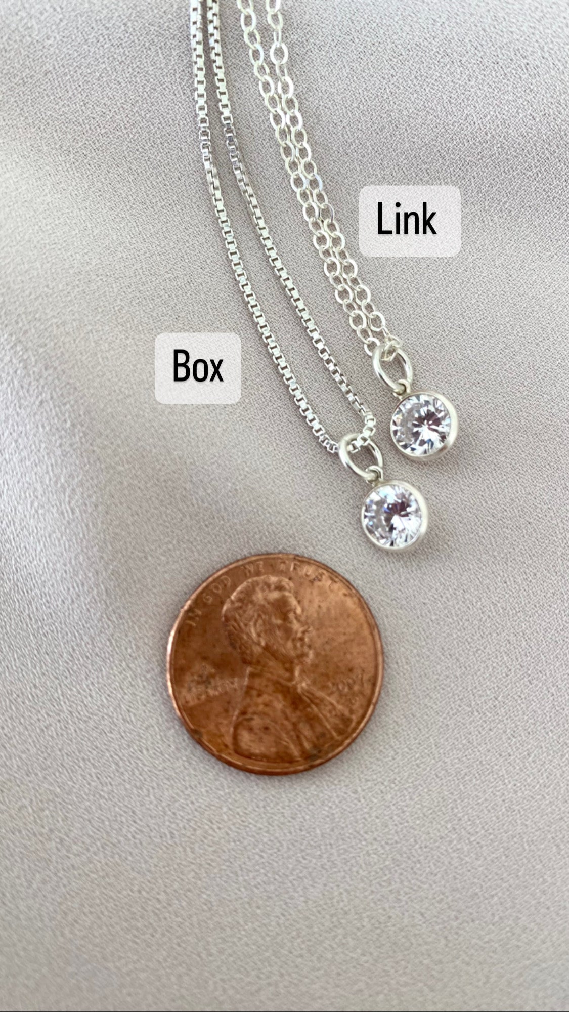 Sterling Silver CZ Charm Necklace April Birthstone Jewelry Silver Box Chain Minimalist Sterling Crystal Pendant Necklace Christmas Gifts