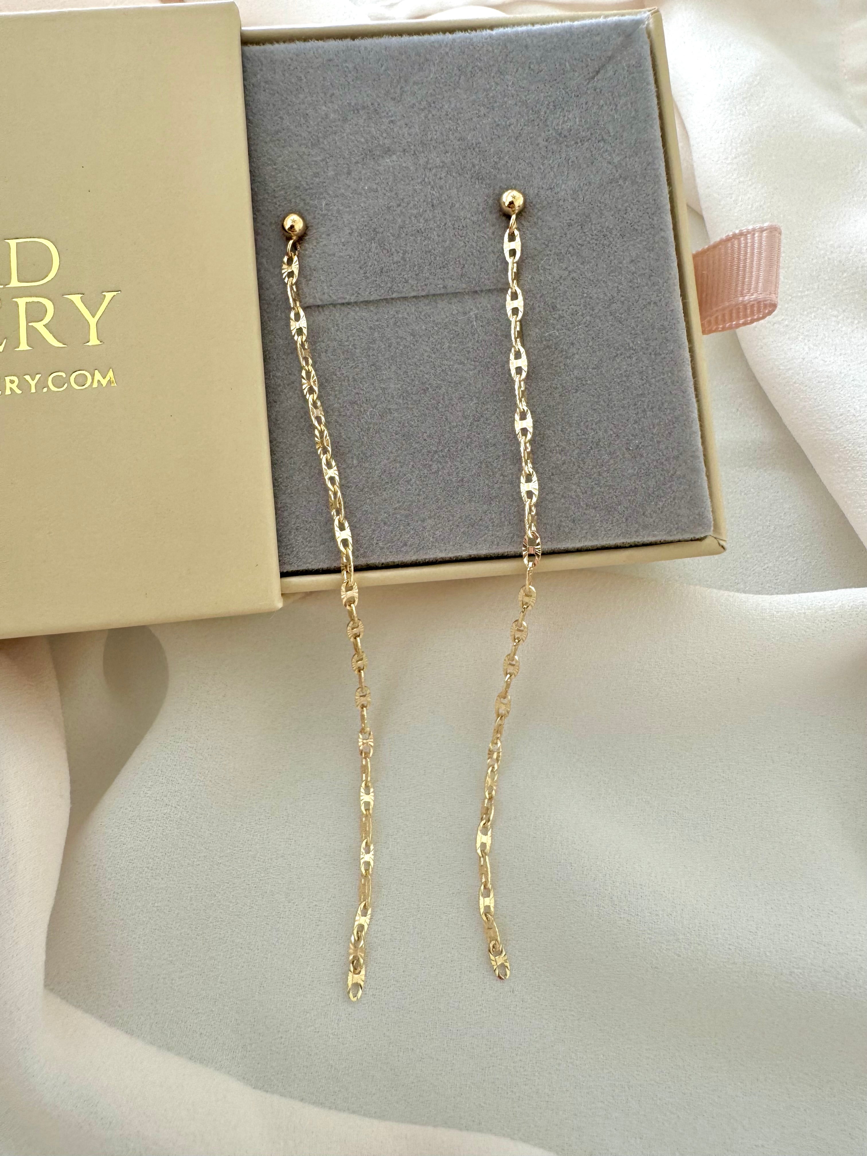 Sterling Silver Duster Earrings for Women - Dangly Chain Drop Posts - Waterfall Earrings