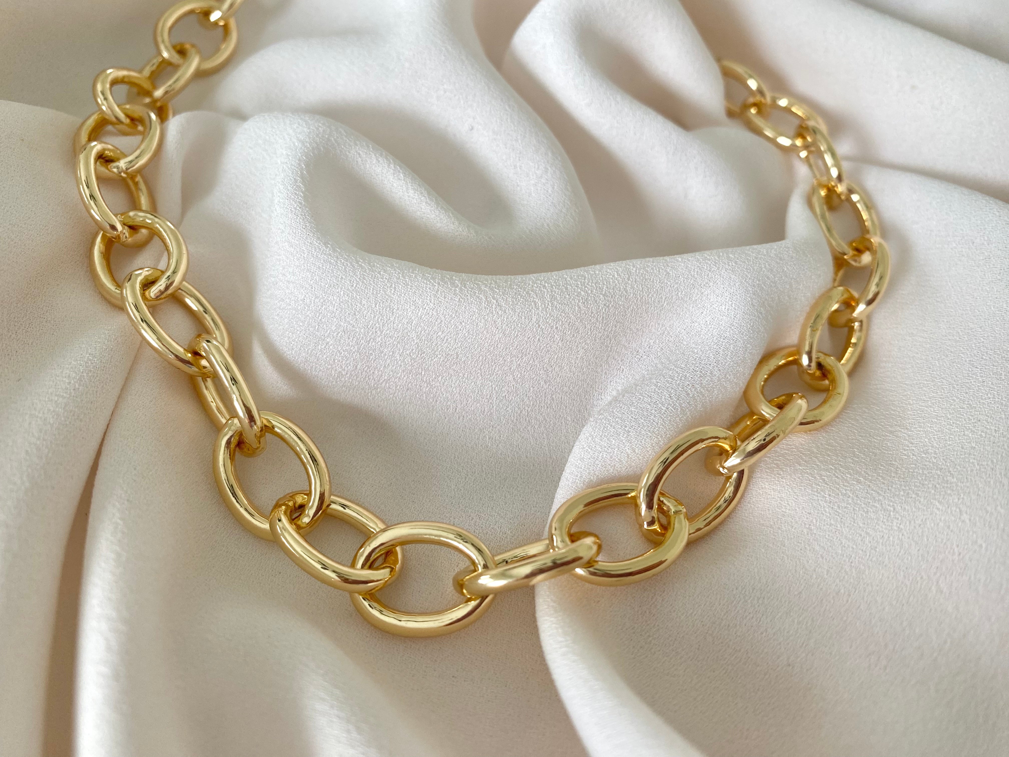 Gold Filled Chunky Oval Link Chain Necklace - Statement Necklace