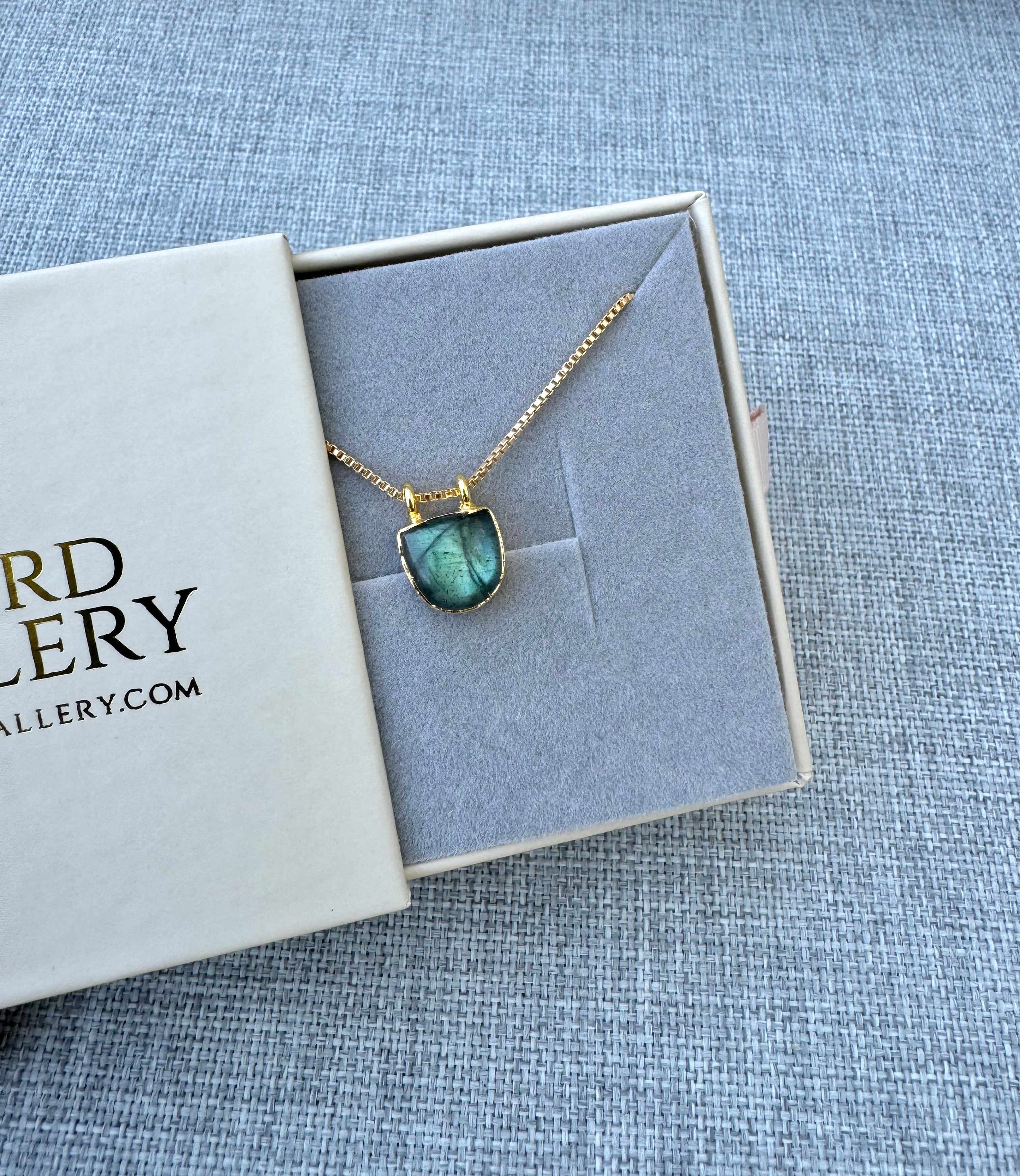 Dainty Labradorite Half Moon Pendant Necklace