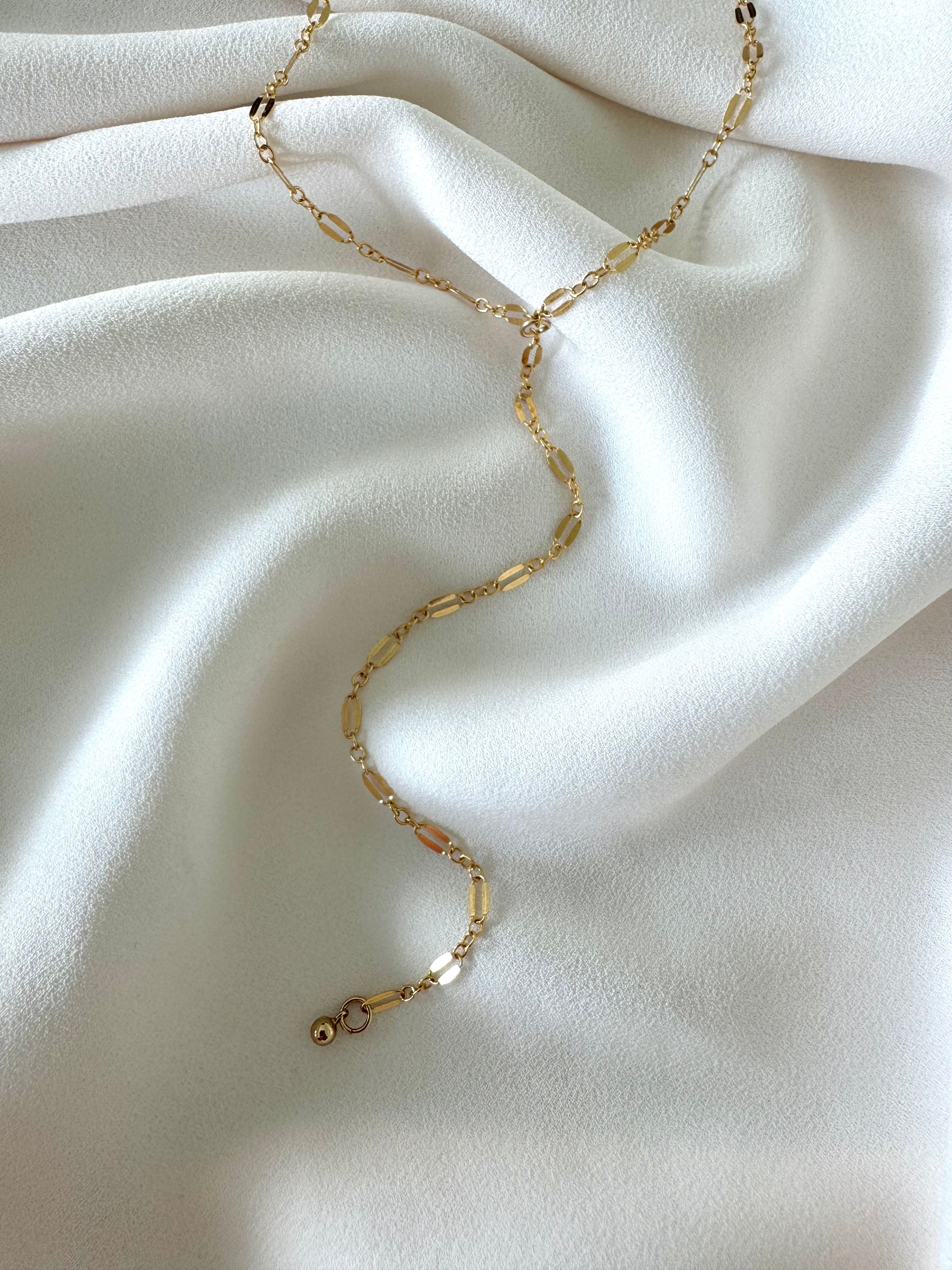 Gold Filled Dainty Lariat Y Necklace - Minimalist Jewelry for Women