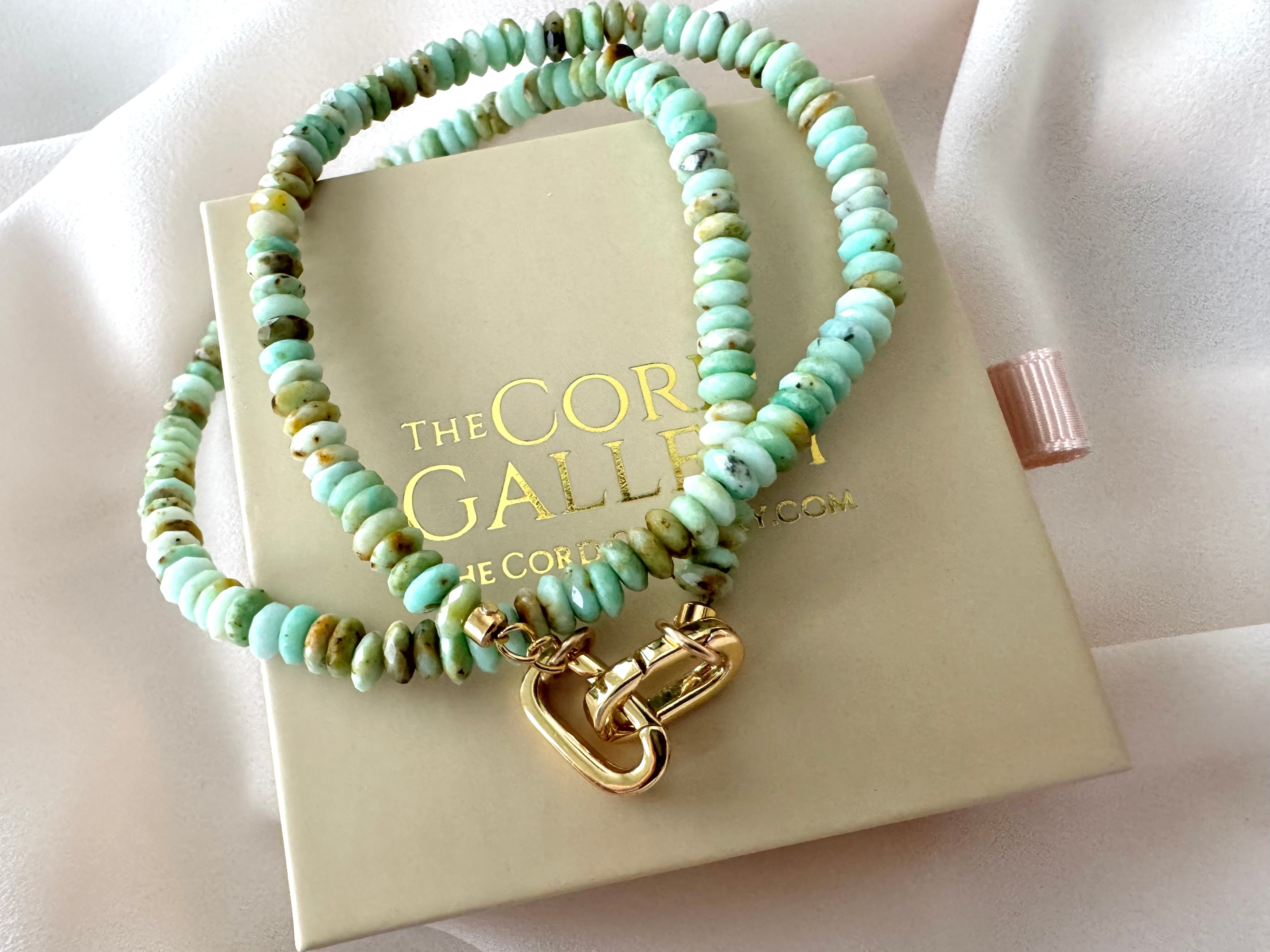 Real Beaded Amazonite Necklace with Large Gold Filled Clasp -