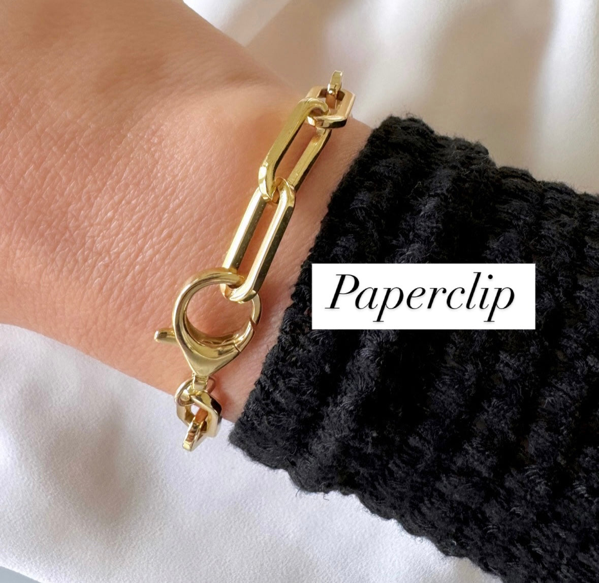 24k Gold Filled Chunky Paperclip Link Chain Bracelets for Layering - Christmas Gift for Women