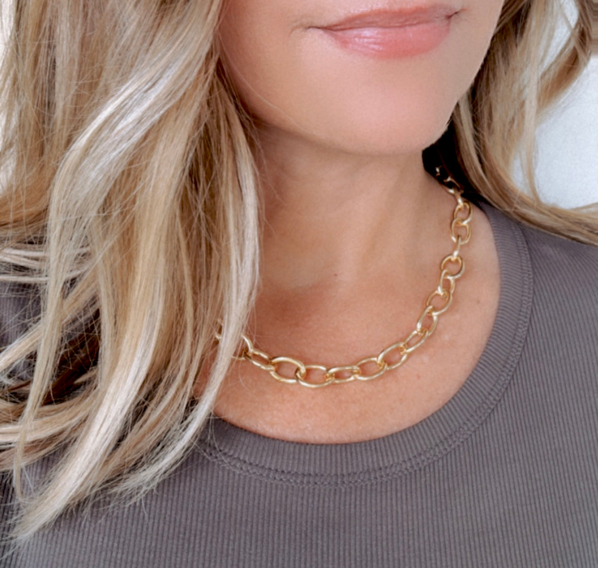 Gold Filled Chunky Oval Link Chain Necklace - Statement Necklace