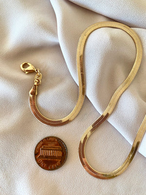 Gold Filled Herringbone Flat Snake Chain Necklace