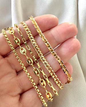 Gold Filled Stacking Bracelets Thick Rolo Chain Anchor Mariner Chain Rectangle Paperclip