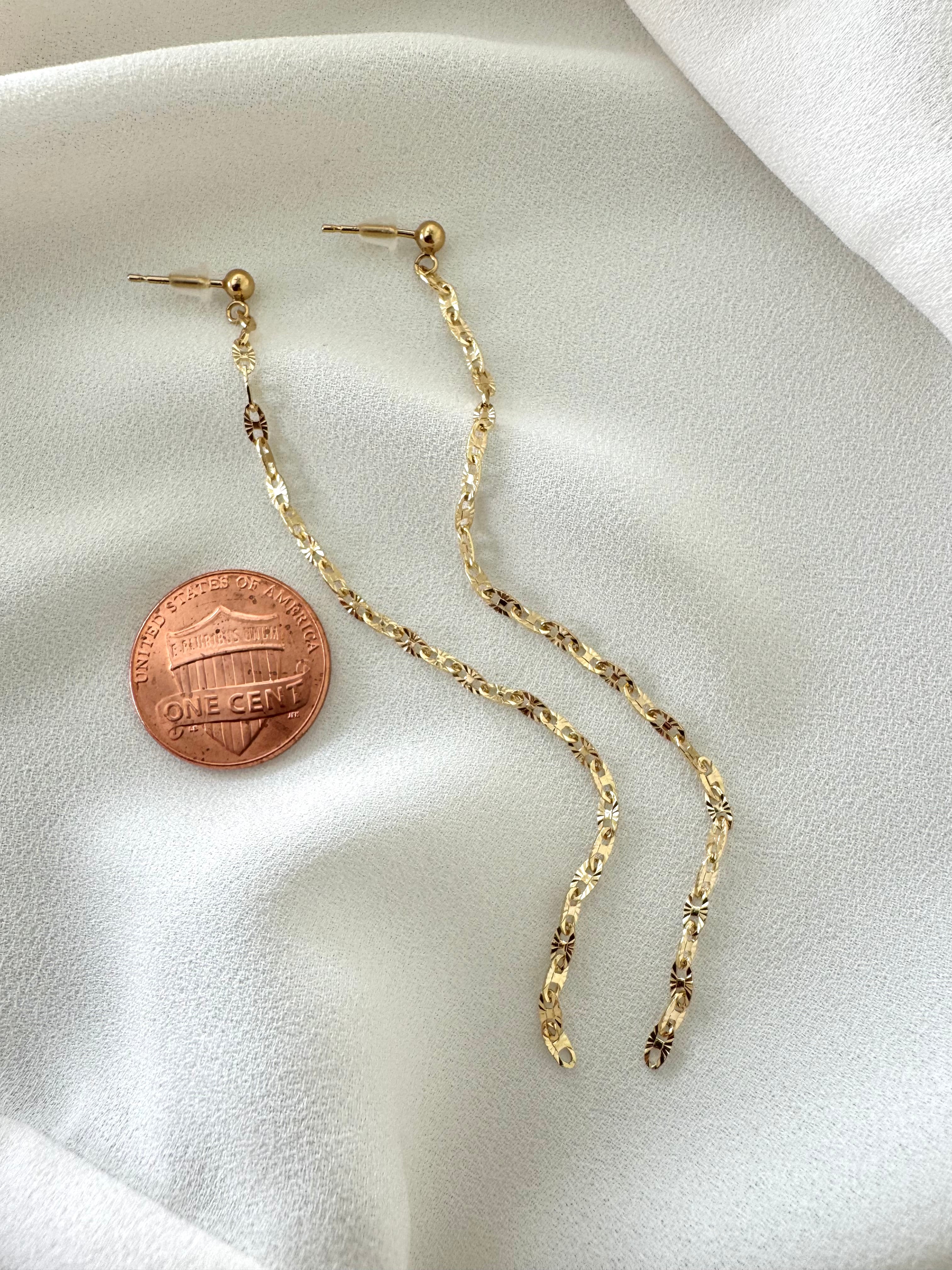 Sterling Silver Duster Earrings for Women - Dangly Chain Drop Posts - Waterfall Earrings
