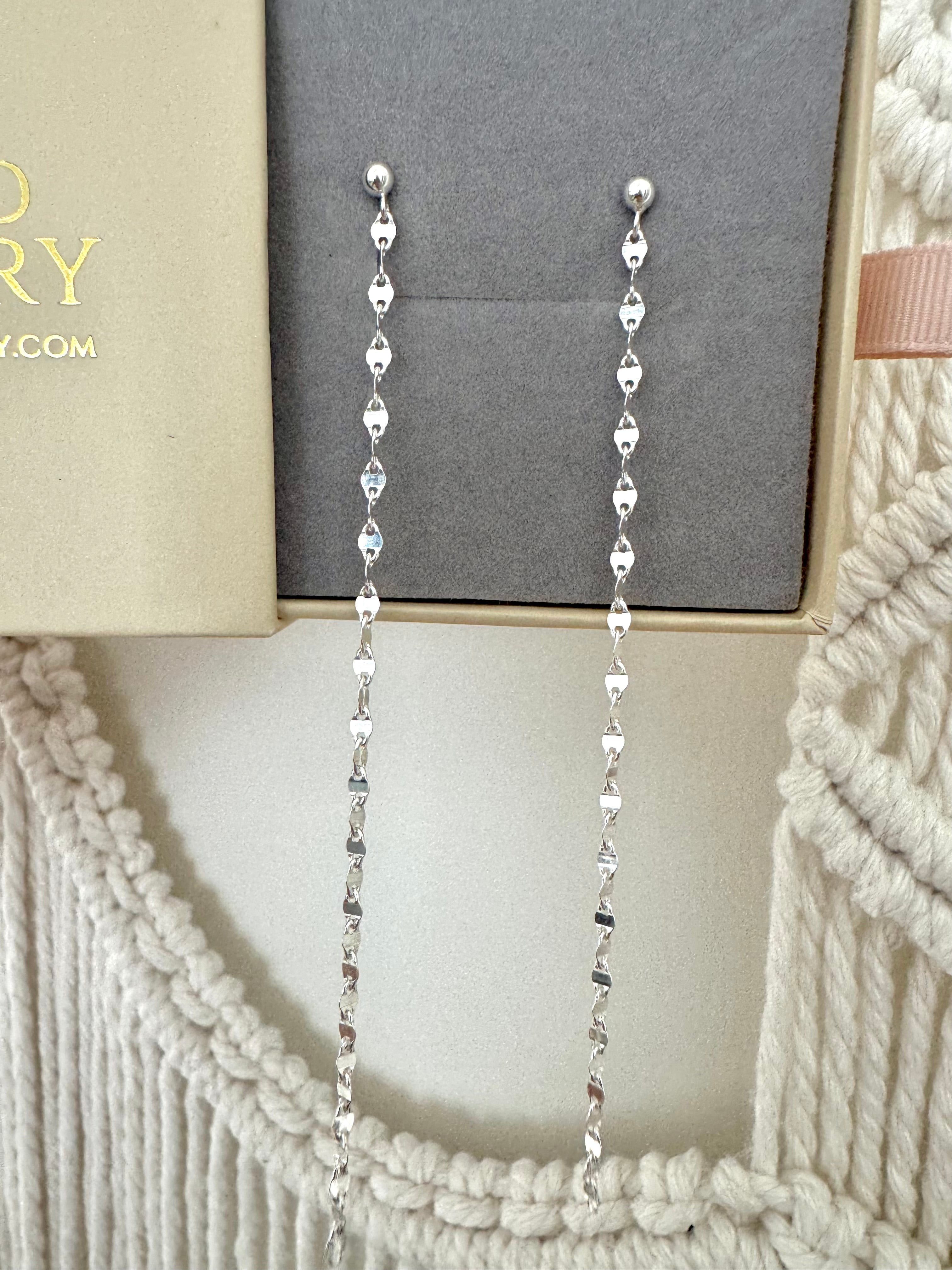Gold Filled Dusters - Mirror Chain Drop Earrings for Women - Dangly Links Posts - Waterfall Earrings -