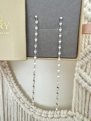 Gold Filled Dusters - Mirror Chain Drop Earrings for Women - Dangly Links Posts - Waterfall Earrings -