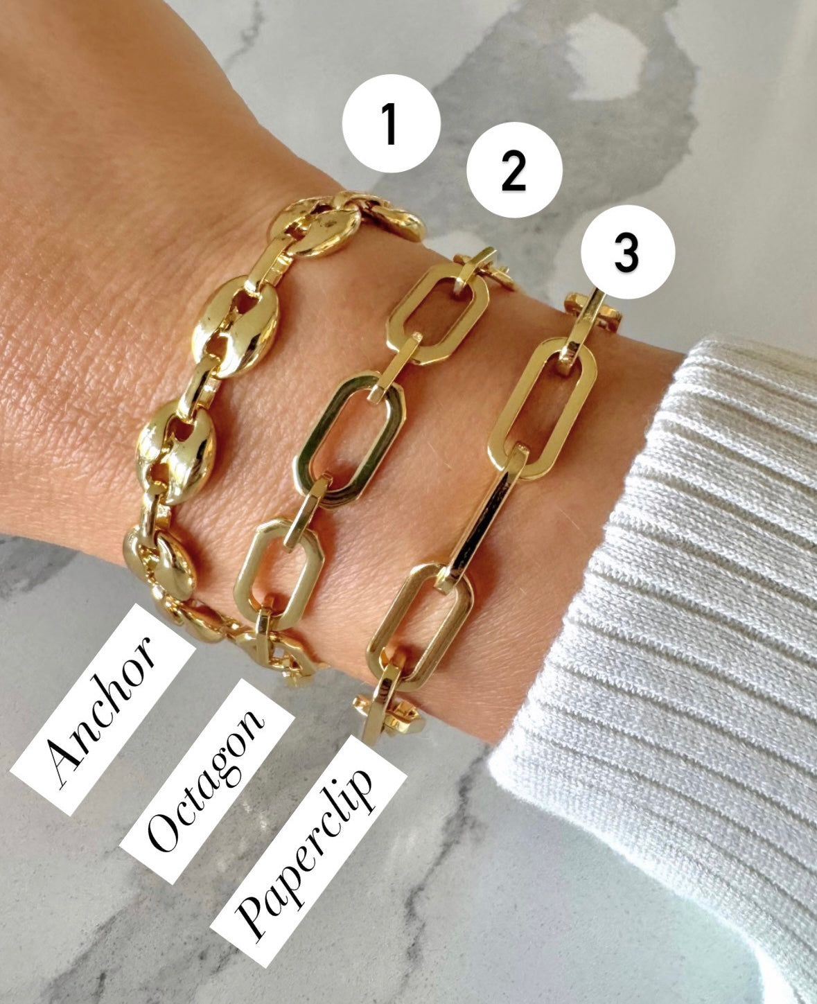 24k Gold Filled Chunky Paperclip Link Chain Bracelets for Layering - Christmas Gift for Women