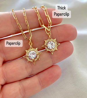 Gold Star Pendant Necklace Gold Filled Paperclip Chain Shiny CZ Micro Pave Necklace Celestial Jewelry Christmas Gift Minimalist Necklaces