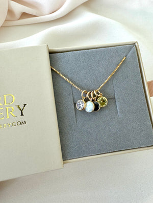 Dainty Birthstone Charm Necklace - Gold Filled - Dainty Coin Pendant - January February March April May June July August September October November December