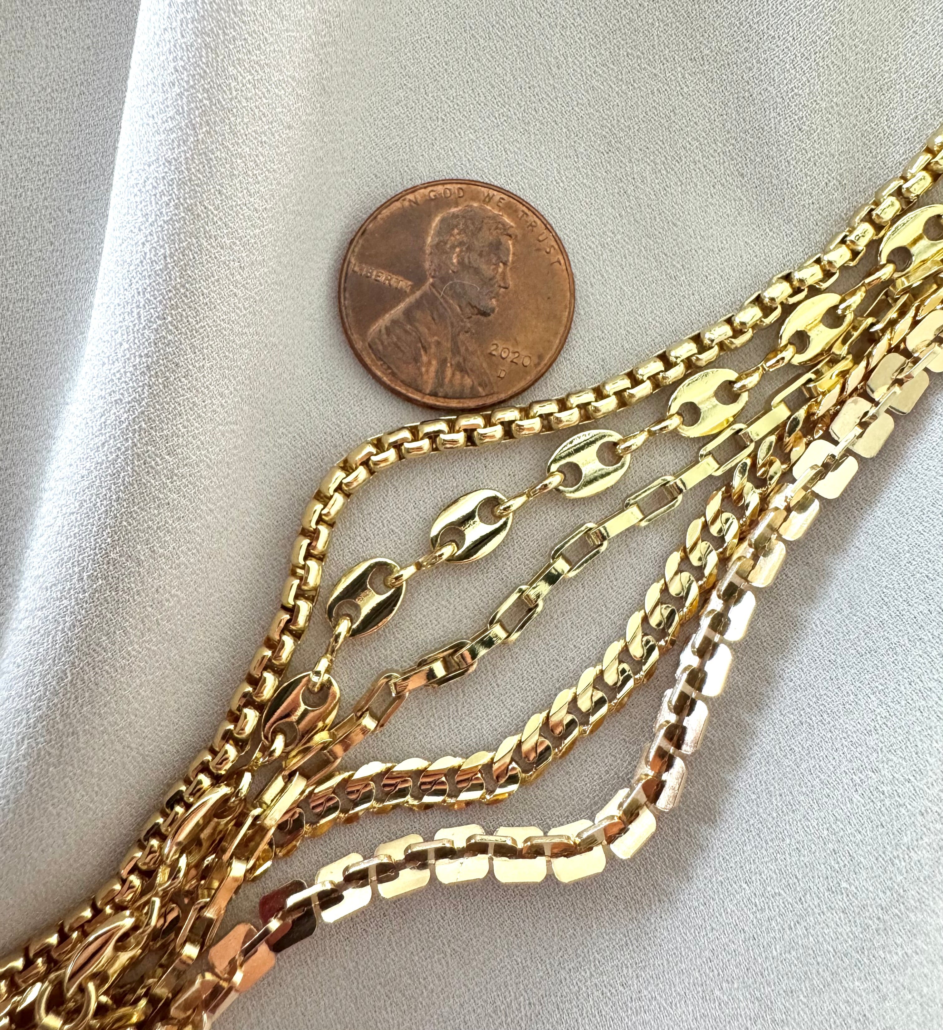 Gold Filled Stacking Bracelets Thick Rolo Chain Anchor Mariner Chain Rectangle Paperclip