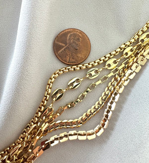 Gold Filled Stacking Bracelets Thick Rolo Chain Anchor Mariner Chain Rectangle Paperclip