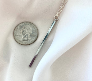 Silver Vertical Bar Pendant Necklace