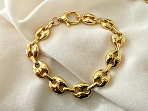 24k Gold Filled Chunky Paperclip Link Chain Bracelets for Layering - Christmas Gift for Women