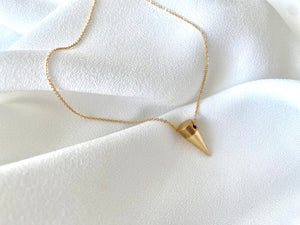 Edgy Gold Spike Charm Necklace - Chunky Spike Pendant Necklace