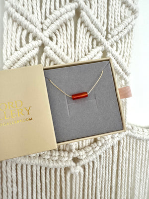 Dainty Carnelian Necklace - Gold Filled - Rose Gold Filled - Sterling Silver - Floating Gemstone Necklace - Carnelian Bar