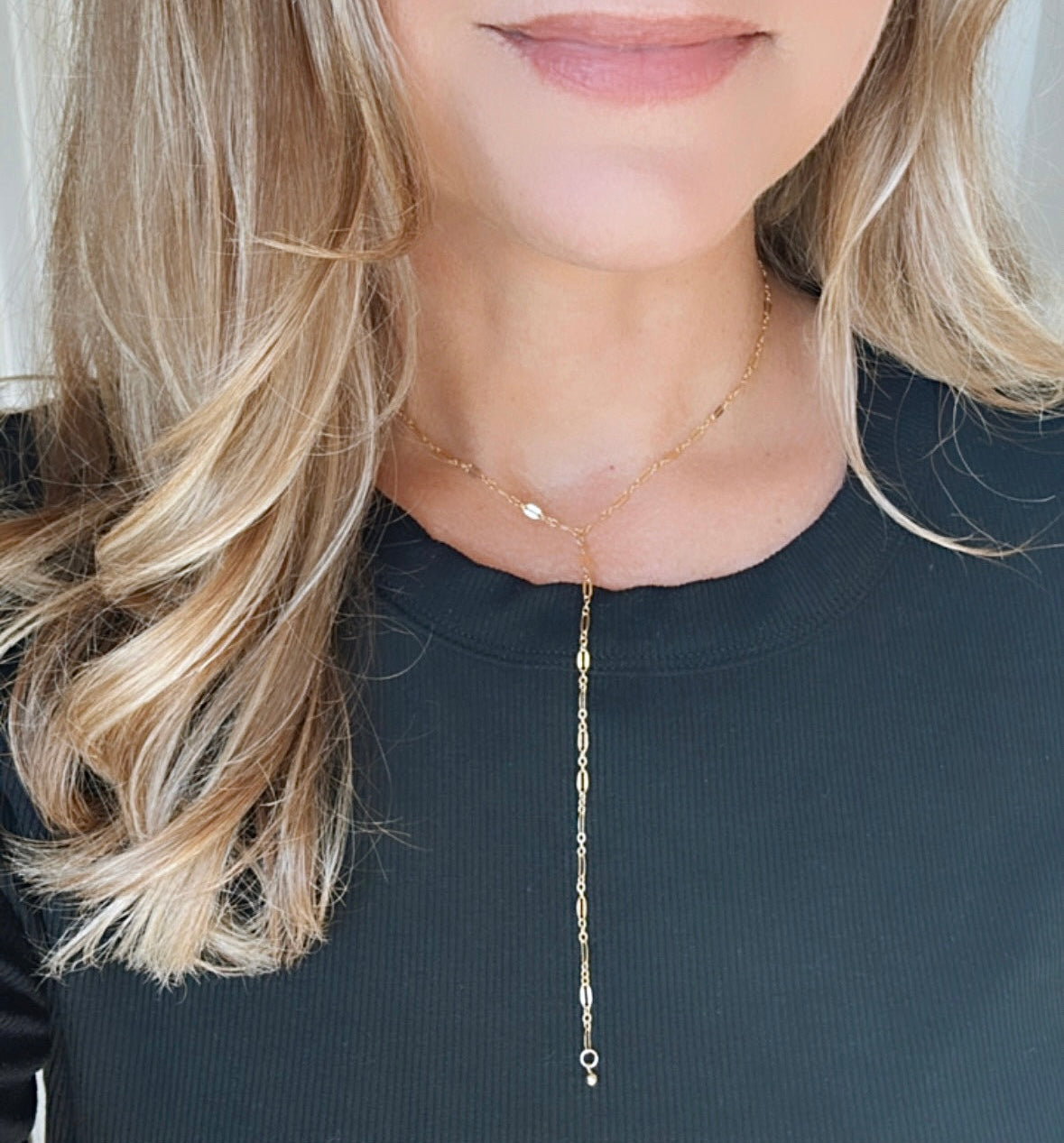 Gold Filled Dainty Lariat Y Necklace - Minimalist Jewelry for Women
