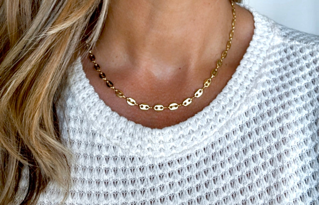 Gold Filled Dainty Mariner Chain Link Necklace