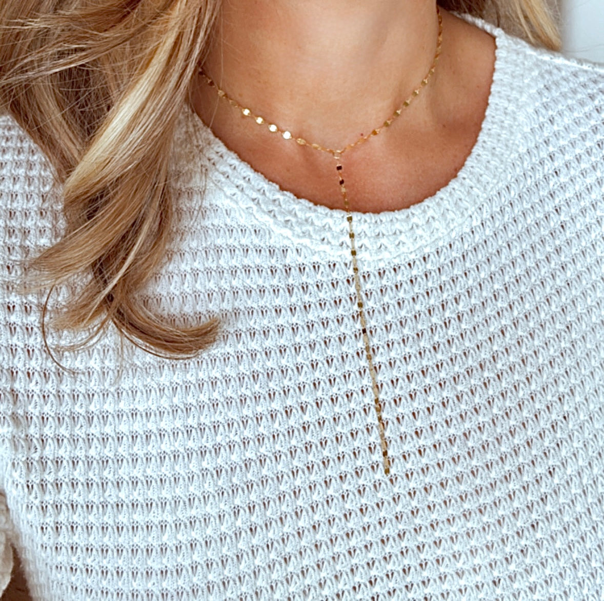 Mirror Finish Chain - Gold Filled Dainty Lariat Y Necklace - Minimalist Jewelry for Women