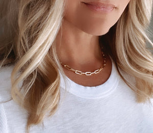 Gold Filled Thick Link Paperclip Chain Necklace - Stacking Necklaces