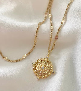 Gold Filled North Star Compass Medallion Necklace