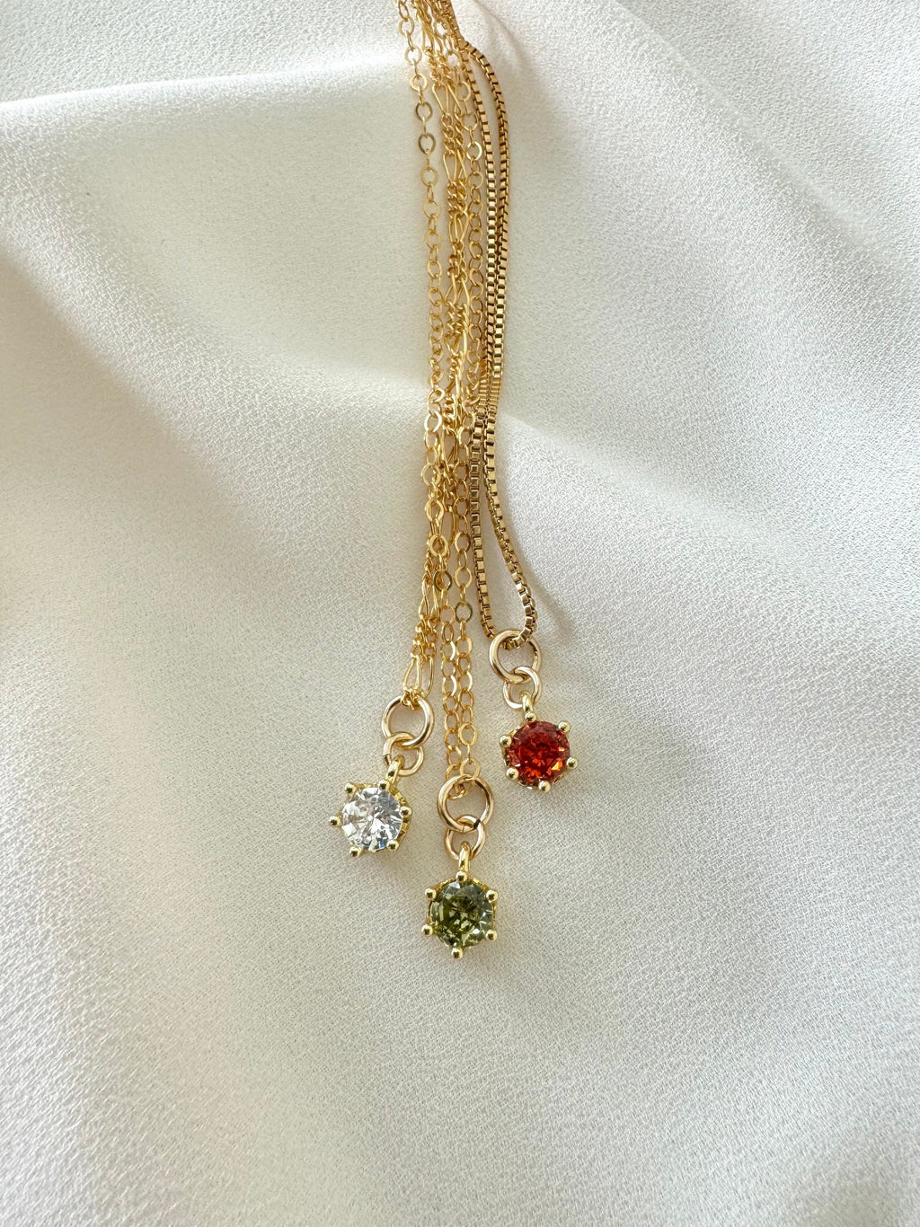 Gold Filled Gemstone Pendant Necklace - Peridot - Quartz Crystal - Carnelian - August April Birthstone Jewelry