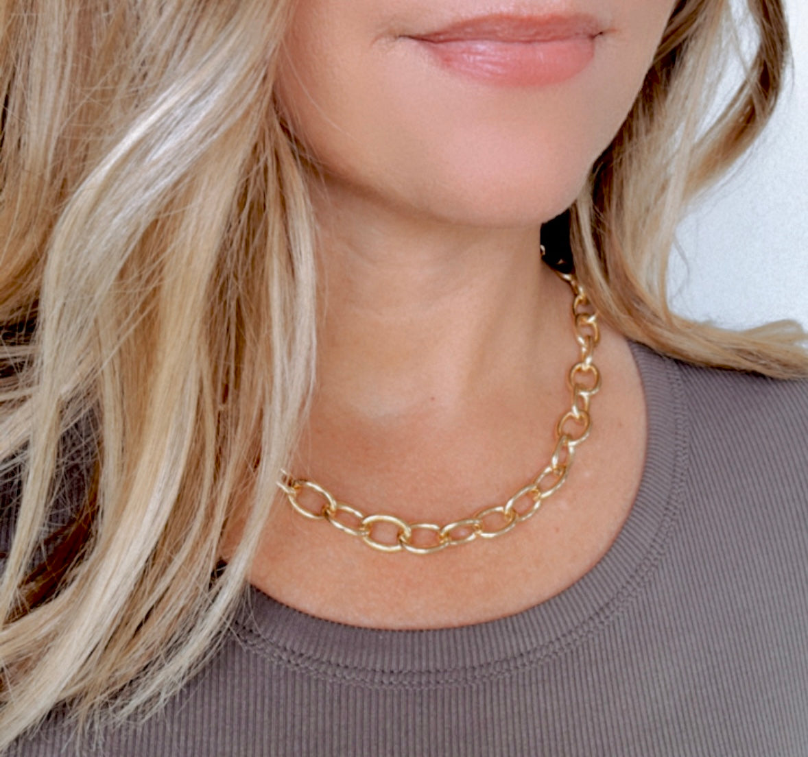 Gold Filled Chunky Oval Link Chain Necklace - Statement Necklace