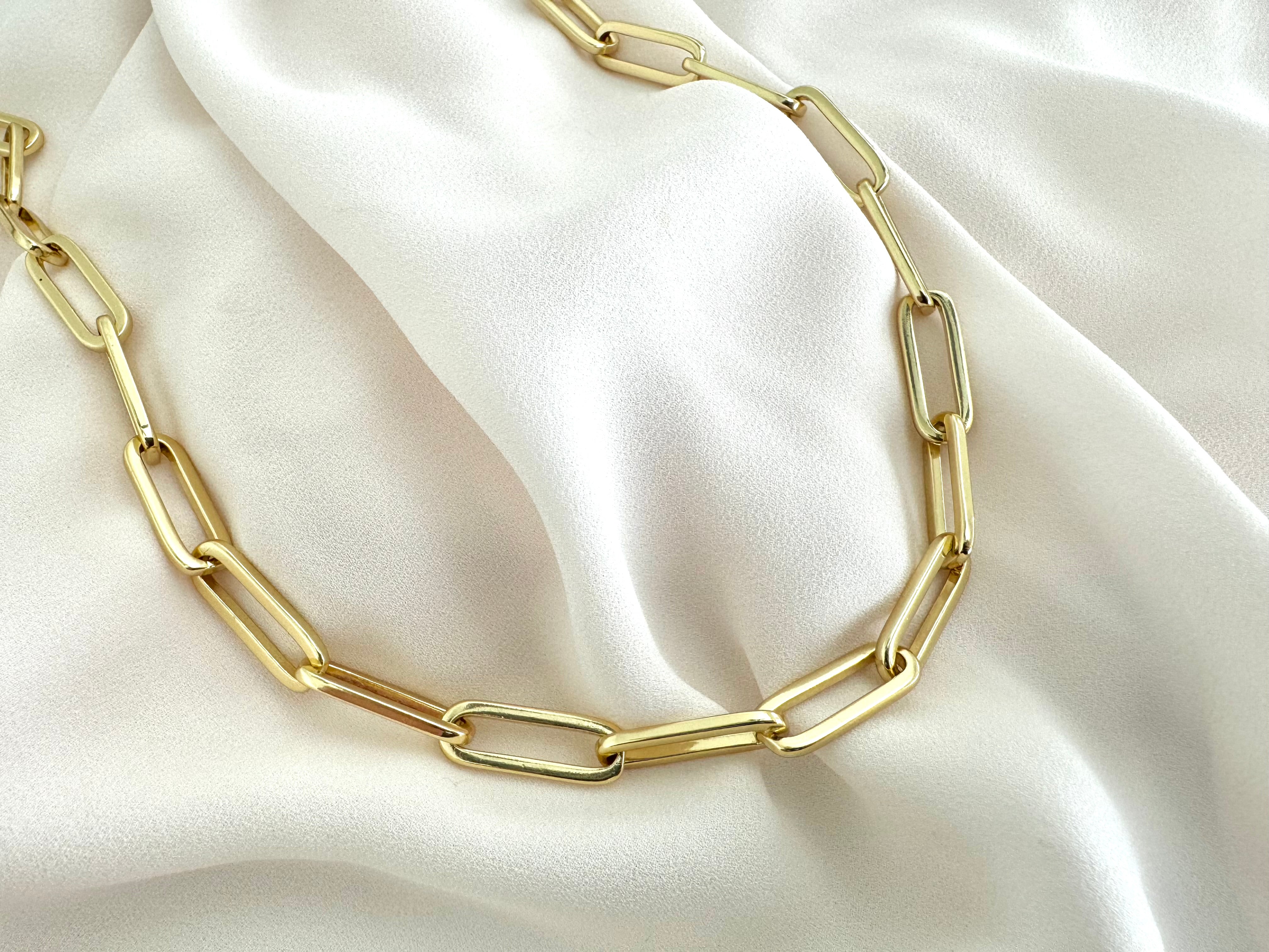 Gold Filled Big Link Paperclip Chain Necklace Large Link Layering Necklace