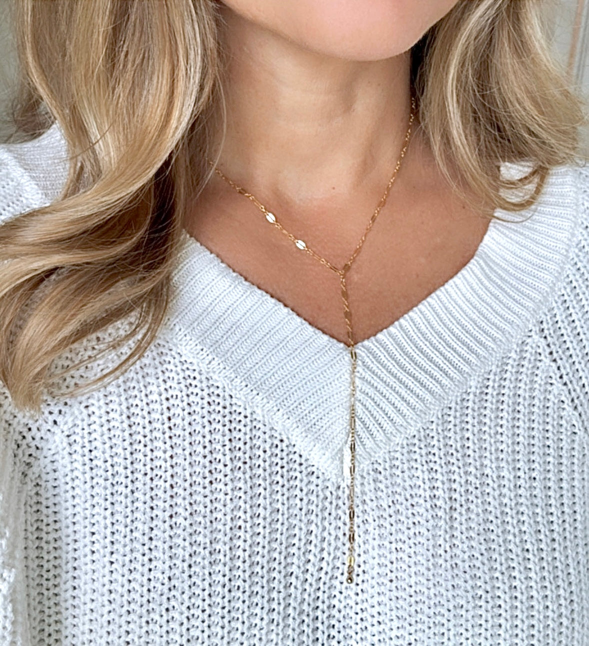Gold Filled Dainty Lariat Y Necklace - Minimalist Jewelry for Women