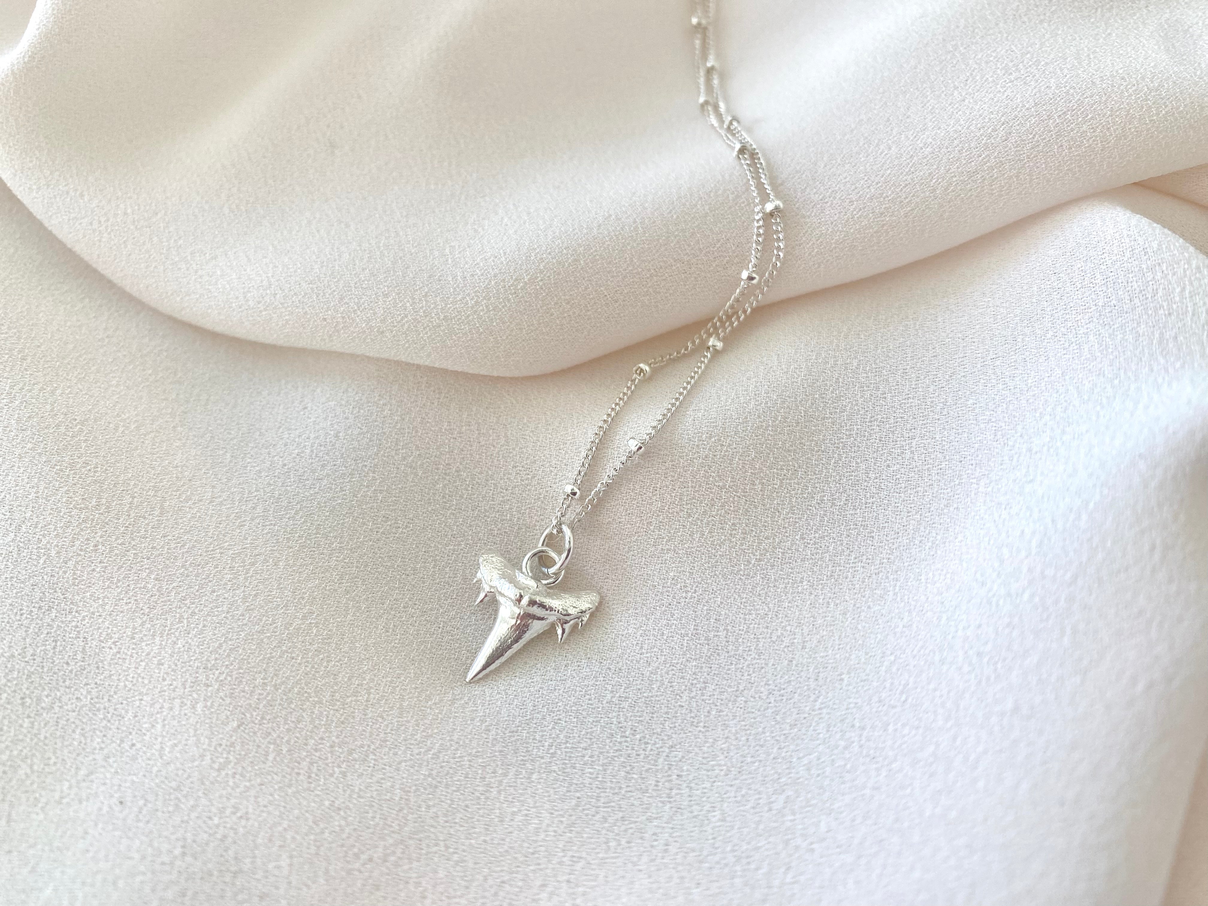 Silver Shark's Tooth Necklace-Shark Tooth-Fathers Day Gift-Birthday Gi –  Caroline Brook Jewellery