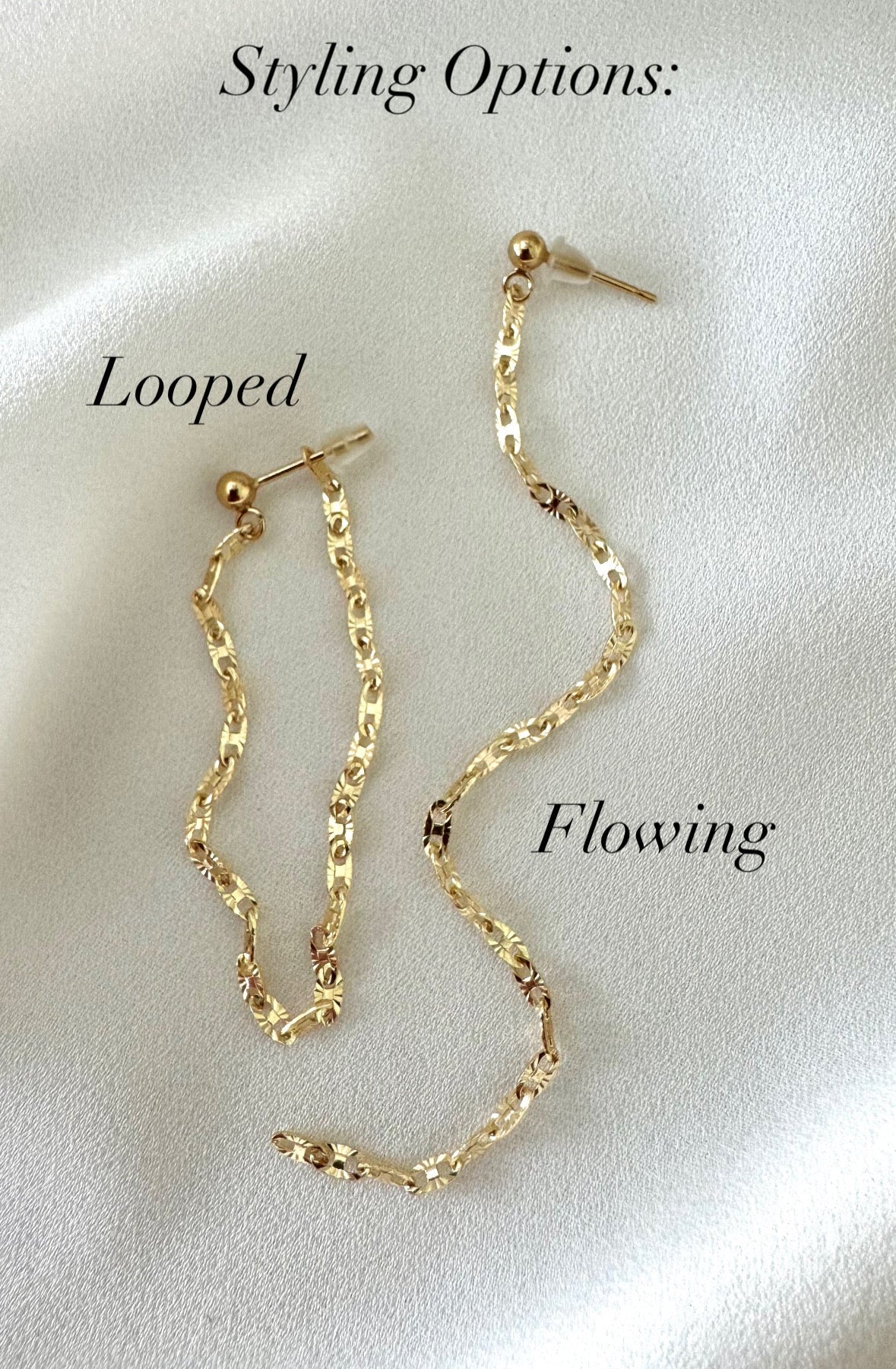 Sterling Silver Duster Earrings for Women - Dangly Chain Drop Posts - Waterfall Earrings