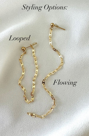 Sterling Silver Duster Earrings for Women - Dangly Chain Drop Posts - Waterfall Earrings